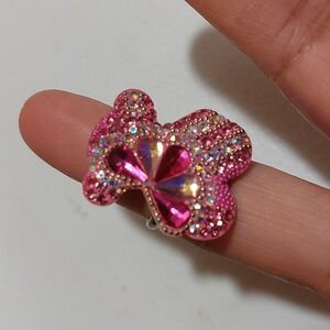 Gorgeous Colorful Crystal Paved Sterling Silver Ring Abstract Design Adjustable